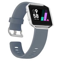 UMAXGET Compatible with Fitbit Blaze Bands with Metal Frame, Silicone Soft Sport Smartwatch Replacement Wristband for Men Women, Gray Band with Silver Frame