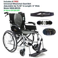 Karman S-2512Q18SS - ERGO FLIGHT – S-2512 18" Seat Width, Ultra Lightweight Ergonomic Wheelchair, Color Silver, Quick Release Wheels, Fixed Armrests, Detachable footrest & FREE Wheelchair Seat Belt