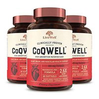 CoQ10 Heart, Brain, and Vascular Health Support - CoQWell | High-Absorption, Patented Coenzyme Q10 CoQsol | 180 Softgels - 180 Day Supply