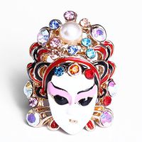 Meolin Peking Opera Mask Rings Chinese Style Retro Ring Jewellery,Zinc Alloy,17mm