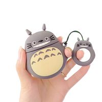 UR Sunshine AirPods Case, Super Cute Creative Happy Laughing Totoro AirPods Case, Soft Silicone Case Cover Earphone Protection Skin for Apple AirPods1&2+Ring Lanyard-Totoro