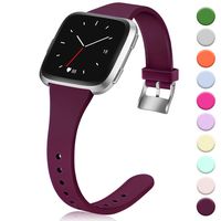 Hamile for Fitbit Versa/Versa 2/SE/Lite Bands, Slim Soft Silicone Wristbands Fitness Straps Replacement Belt for Fitbit Versa Lite Edition Fitness Smart Watch Band, Women Men Kids, Large (Burgundy)