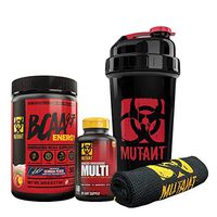 Mutant BCAA 9.7 Energy + Multi + Gear Bundle – Pre-Workout Powder and High-Potency Multivitamin for high-performance athletes – 800 ml Shaker Cup and Bench Towel – 360 g and 60 Tablets – Georgia Peach