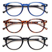 3 Pack Reading Glasses Spring Hinge Stylish Readers Black/Tortoise for Men and Women (3 Pack Mix, 0.75)