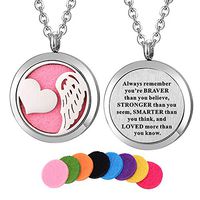 Kissreason Stainless Steel Angel Wing Heart Aroma Aromatherapy Essential Oil Diffuser Necklace (Design 32)