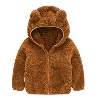 Hmlai Clearance Toddler Baby Girl Boy Hooded Sweater Fleece Jacket Cute Ear Thick Sherpa Lining Zipper Coat Warm Outwear (6-12 Months,Brown)