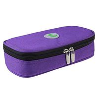 Temperature Display Medical Travel Cooler Bag Insulin Cooling Case Diabetic Cooler Bag for Epi-pens Syringes Chilling, 8 x 4 Inch (Purple - No Ice Gel)