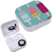 Portable Contact Lens Case Box Travel Kit Mirror + Bottle + Tweezers Container Holder [ Ice Cream Lolly ]
