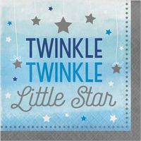 Hoffmaster Group 322231 12 by 16 Count Twinkle One Little Star Boy 2 Ply Lunch Napkins - Case of 12