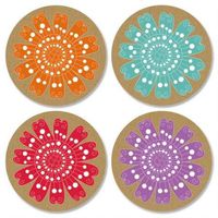 Kraft Floral Envelope Sticker Seals - Set of 48 (1 Design) Sticker Seals on 2 8-1/2" x 11" Sheets