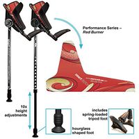 smartCRUTCH Performance Series Forearm Crutch with Premium Spring Loaded Flextip, 15-90 Degree Rotation - 2 Adult Ergonomic Adjustable Walking Aids - Medium (Shortened Leg), Red Burner