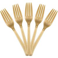 JAM PAPER Premium Utensils Party Pack - Plastic Forks - Gold - 48 Disposable Forks/Pack