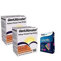 Genultimate Blood Glucose Test Strips for Use with One Touch Ultra Meter, 100 Strips with 100 Lancets by Bistras