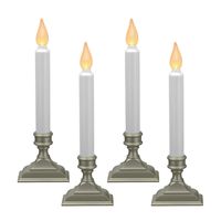 612 Vermont Battery Operated LED Window Candles with Flickering Amber Flame, Automatic Timer, 9.75 Inches Tall (Pack of 4, Pewter)