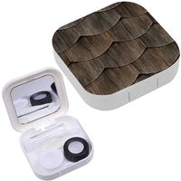 Portable Contact Lens Case Box Travel Kit Mirror + Bottle + Tweezers Container Holder [ Fish Scales Wood Roof ]
