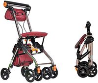 Rollator Walking Aids 4 Wheels Portable Foldable, Drive Walking Aids, 3.2kg, Medical RollatorWalker Double Brake System, Used for Seniors Walking,Red