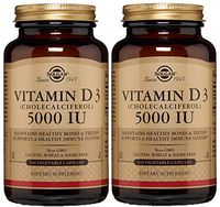 Solgar Vitamin D3 (Cholecalciferol) 125 mcg (5,000 IU) Vegetable Capsules - 240 Count - 2 Pack
