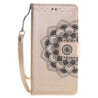 Lomogo Leather Wallet Case for iPhone 11 Pro (5.8") with Stand Feature Card Holder Magnetic Closure, Shockproof Flip Case Cover for Apple iPhone 11 Pro 2019 - LOHHA030224 Gold
