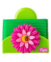 Vigar Flower Power Sponge Holder with Suction Pad, 5-Inches by 2-3/4-Inches, Pink, Green