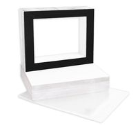Golden State Art, Complete Pack of 50, Black Pre-Cut 11x14 Photo Mat for 8.5x11 Document with White Core Matte Set. Includes 50 Acid Free Bevel Cut Mattes & 50 Backing Backers Board & 50 Clear Bags