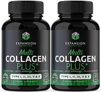(2-Pack | 180 Pills) Multi Collagen Pills - Type I, II, III, V & X Grass Fed Collagen Protein Blend for for Healthy Skin, Hair, Nails, Gut, Joints, Bones & Muscles – Collagen Pills Supplements