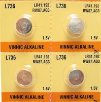 4 X Vinnic Ag3 192 Lr41 1.5V Batteries