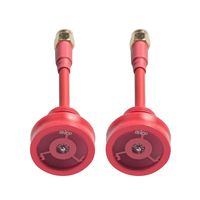Wolfwhoop PR11 2pcs 5.8GHz 5dBi FPV Flat Panel RHCP Omnidirectional Pagoda Transmitter and Receiver Antenna with Rubber Protector Ring Circle Set- SMA Male (Red)