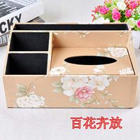 T-ZJHC Multi-Function Living Room Coffee Table Remote Control Storage Box Home European Napkins Pumping Box, Flowers Bloom