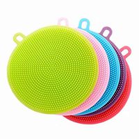 TMROW Dishwashing Brush Silicone Sponge Dish Brush Multipurpose Silicone Dishwashing Scrub Scrubber Sponge Heat-Resistant Mat Random Color 5PCS