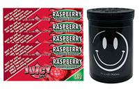 Herb Airtight Container Fresh Kettle with Juicy Jay's Raspberry 1.25 Flavored Hemp Rolling Papers 5 Count DC Crafts Nation- Happy Face