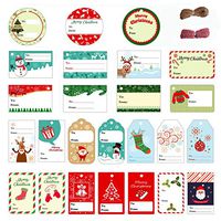 VEYLIN 150Pcs Christmas Gift Tags with 100 Yard String, Christmas Hang Label Craft Paper Tags for Gifts