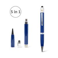 The perseids 5 in 1 Multifunction Pen, Writing Ballpoint Pen with Stylus, USB 32GB Flash Drive, Touch Pen Built-in Cable Compatible with Type C Devices, Business Gift for Men Women Blue