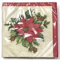 Holiday Home Poinsettia Beverage Napkins- 16 Count