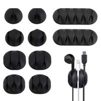 Cable Clips, CODIRATO 10 Pack Self Adhesive Cord Organizer Cable Management for Organizing Cable Cords Home and Office, Black Cord Holders