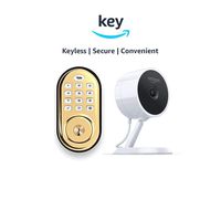 Yale Assure YRD216 Lock Push Button Deadbolt + Amazon Cloud Cam | Key Smart Lock Kit (Polished Brass)