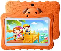 Kids Tablet 7 inch, 16GB Kids Edition Tablet Android 8.1, Quad-Core, Dual Cameras, IPS HD Display, WiFi, Bluetooth, Orange Kid-Proof Case