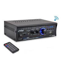 2x120W Bluetooth Audio Power Amplifier - 2 Channel Mini Stereo Entertainment Sound Receiver w/ Remote, for CD, MP3, Amplified Speakers, Theater via 3.5mm RCA Input, Studio Use - Pyle AZPCAU48BT