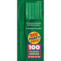 Amscan 43603.03 Big Party Pack Plastic Knives, 9 x 4, Festive Green