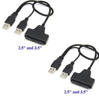 HiLetgo 2pcs USB to SATA 7+15 Pin Adapter USB2.0 Hard Drive Converter Cable for 2.5" 3.5" SATA HDD Hard Disk Drive