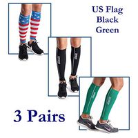 dimok Calf Compression Sleeves Leg Compression Socks - Reduces Shin Splint Muscle Pain Cramps Fatigue - Provides Fast Recovery Better Circulation (USA Flag & Green & Black, M/L)