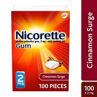 Nicorette Nicotine Gum, Stop Smoking Aid, 2 mg, Cinnamon Surge Flavor, 100 count
