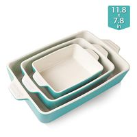 Sweejar Ceramic Bakeware Set, Rectangular Baking Dish Lasagna Pans for Cooking, Kitchen, Cake Dinner, Banquet and Daily Use, 11.8 x 7.8 x 2.75 Inches of Baking Pans(Turquoise)