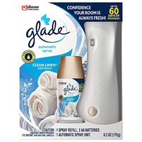 Glade Automatic Spray Refill and Holder Kit, Air Freshener for Home and Bathroom, Clean Linen, 6.2 Oz