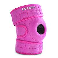 Sborter Knee Supports, Adjustable Knee Brace with Open-Patella Cushion Ring & Dual Spring Stabilizers, for Sports & Pain Relief & Sports Injury Rehabilitation,for Left Knee,Fuchsia