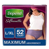 Depend Silhouette Incontinence Underwear for Women, Maximum Absorbency, Disposable, L/XL, Purple, 52 Count