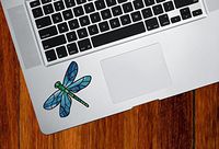 Yadda-Yadda Design Co. Dragonfly Design 1 - Stained Glass Style - Vinyl Decal for Laptop | MacBook | Tablet | Trackpad - Copyright (Size and Color Choices) (Small 2.75" w x 2" h) (Blue-Green)