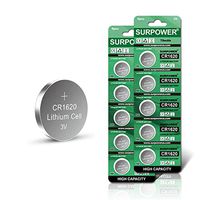【5-Year Warranty】SURPOWER CR1620 3V Lithium Battery for Key Fob-10 Pack