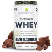 Bodylogix Natural Grass-Fed Whey Protein Powder, NSF Certified, Decadent Chocolate, 1.6 Pound