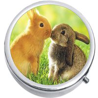 Bunnies Kissing Medicine Vitamin Compact Pill Box