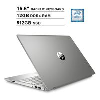 HP Pavilion 15.6 Inch Touchscreen Laptop - Intel Quad Core i7-8550U up to 4.0 GHz, Intel UHD 620, 12GB DDR4 RAM, 512GB SSD, Backlit KB, HDMI, Bluetooth, WiFi, Windows 10, Silver